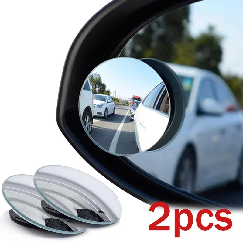 2Pcs 360 Degree Adjustable Blind Spot Mirror Car Auxiliary Rearview Convex Mirror Round Frame Wide Angle Mirrors Car Reverse