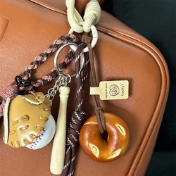 DIY Bag Pendant Creative Bread Weaving Rope Colorful Nylon Lanyard Car Keychain Couple Multi-purpose Bag Hanging Accessories