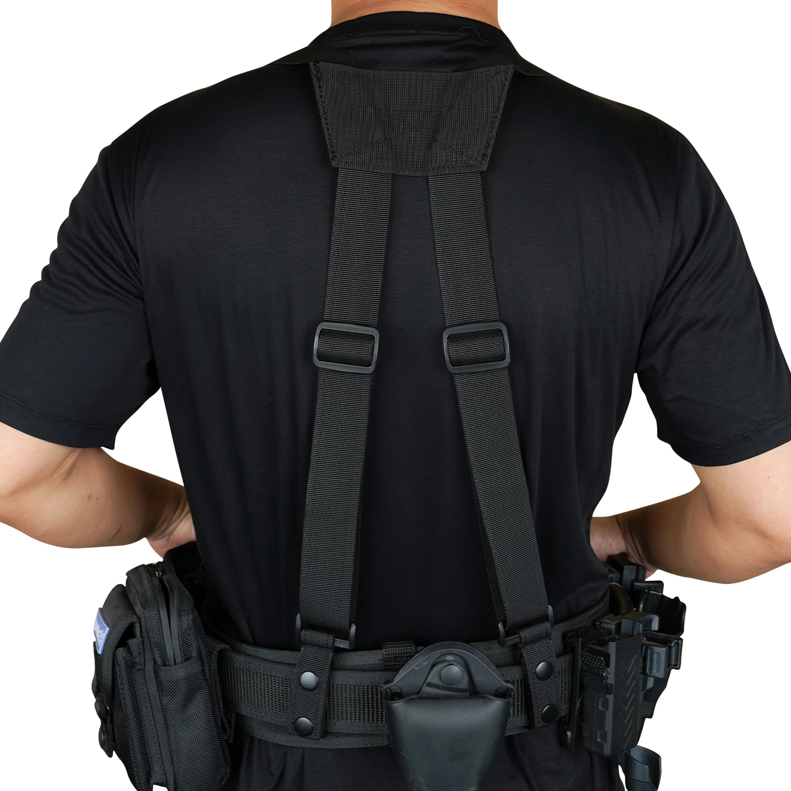 Kunn suspensórios táticos, cinto de serviço policial para homens, suspensório de cinto de ferramentas ajustável de 1,5 polegadas com 4 acessórios de laço