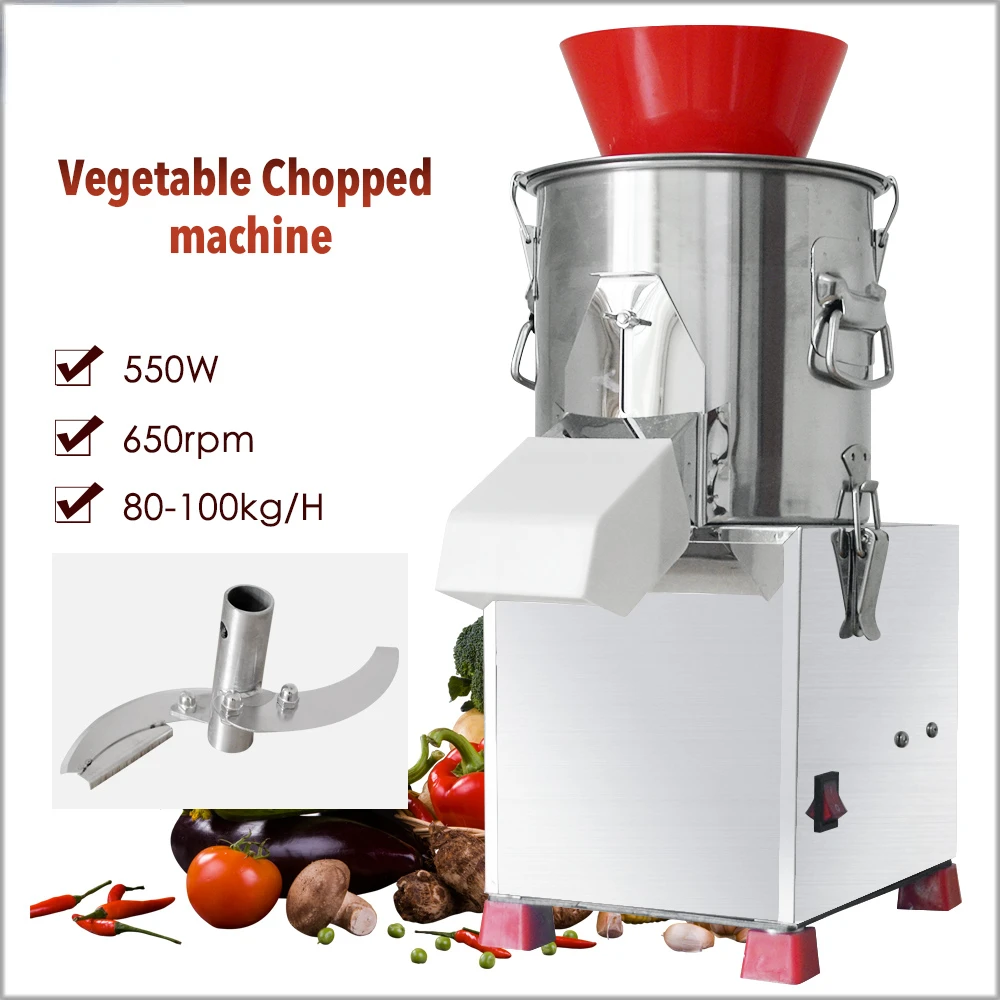 Máquina cortadora de verduras, 100 kg/h, picadora de verduras, cortadora de repollo/puerros/Chile/ajo/berenjena, 550W, 110V-220V