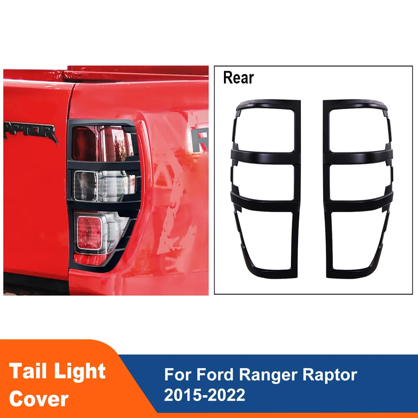 

Matte Black Tail Lamp Light Cover Trim For Ford Ranger Raptor 2015-2022 Tail Lights Cover Trim Guard 2PCS/SET