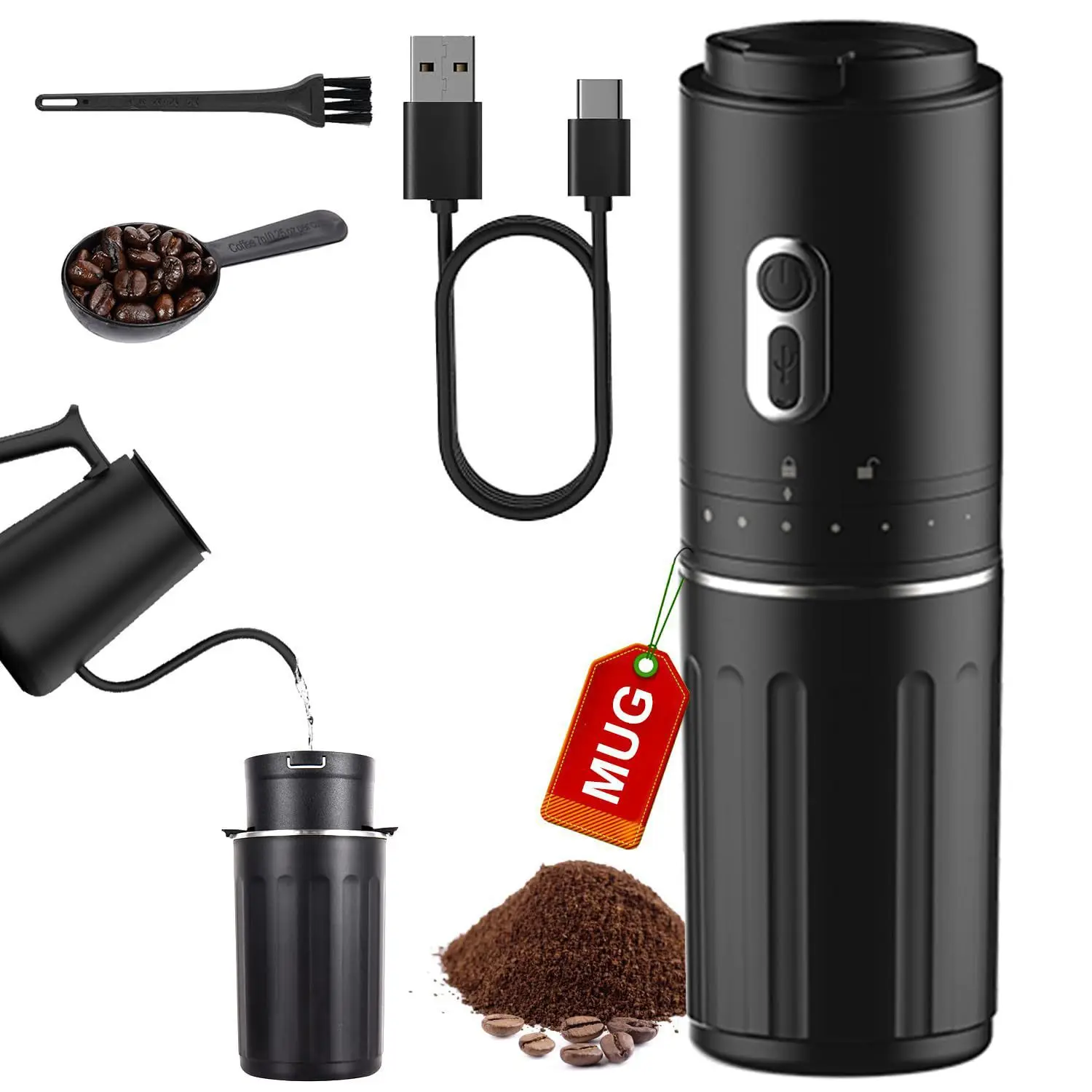 

Portable Wireless Coffee Maker USB Rechargeable 250ML Mini Grinding All-in-one Machine Outdoor Hand-brewed Coffee Travel Cup