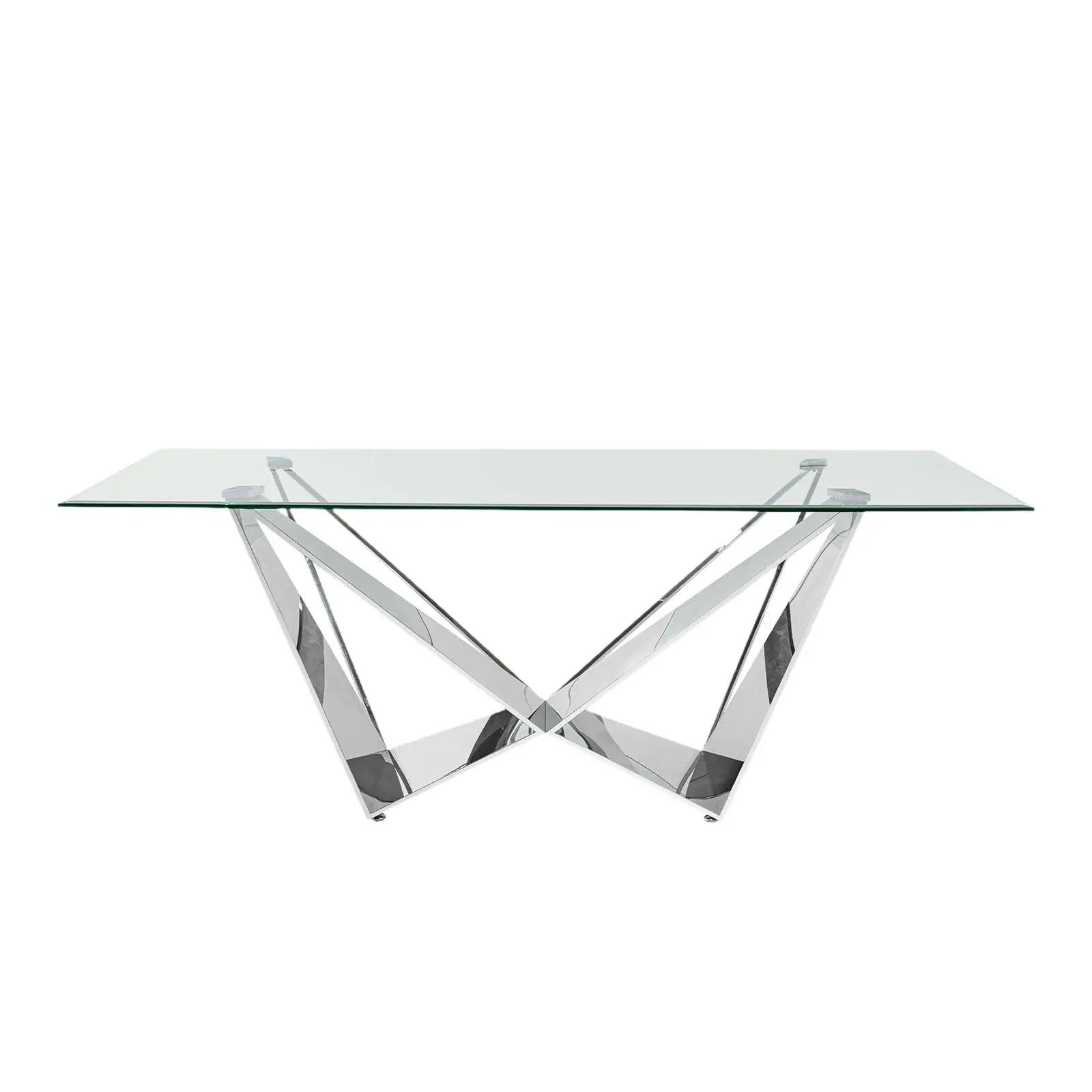 

Clear Glass with Polished Stainless Steel Base 78" Dining Table