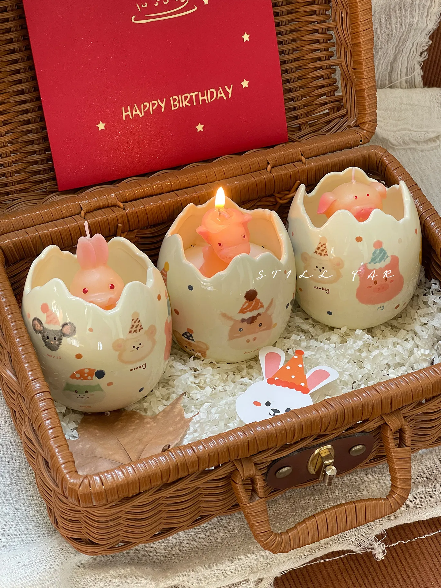 Ceramic Eggshell Scented Candles Twelve Chinese Zodiac Signs Aromatherapy Candle Ornament Decoration Crafts
