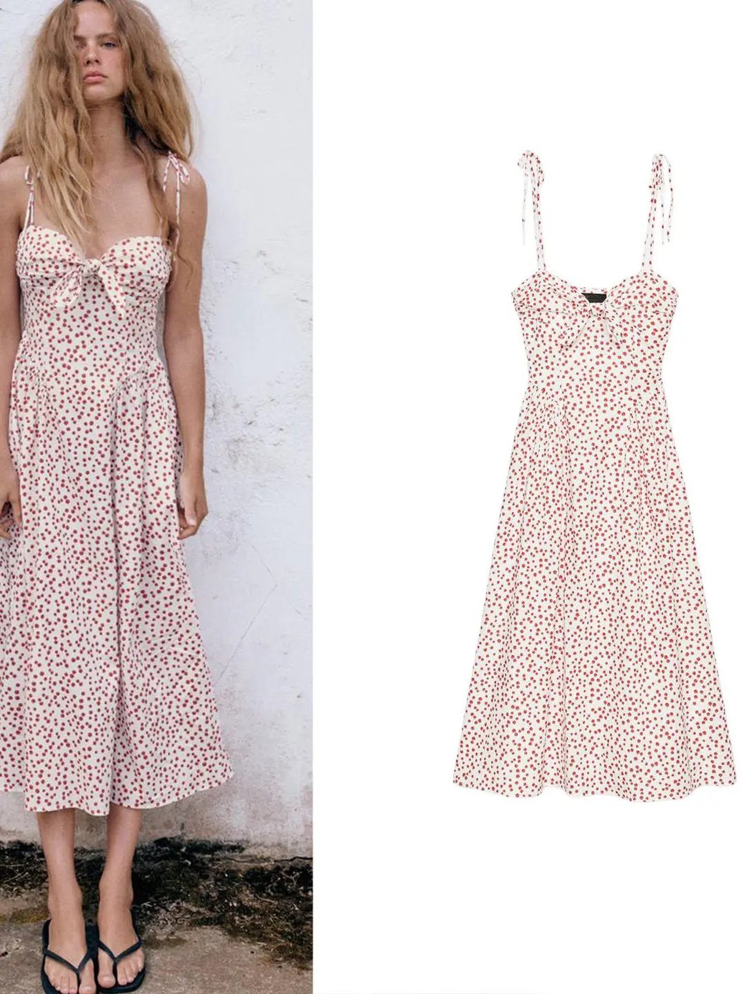 Women's Ins Style Pleated Heart Collar Printed Gown Flared Hemline Strapless Dress Soft Georgette Fabric A-Line Silhouette