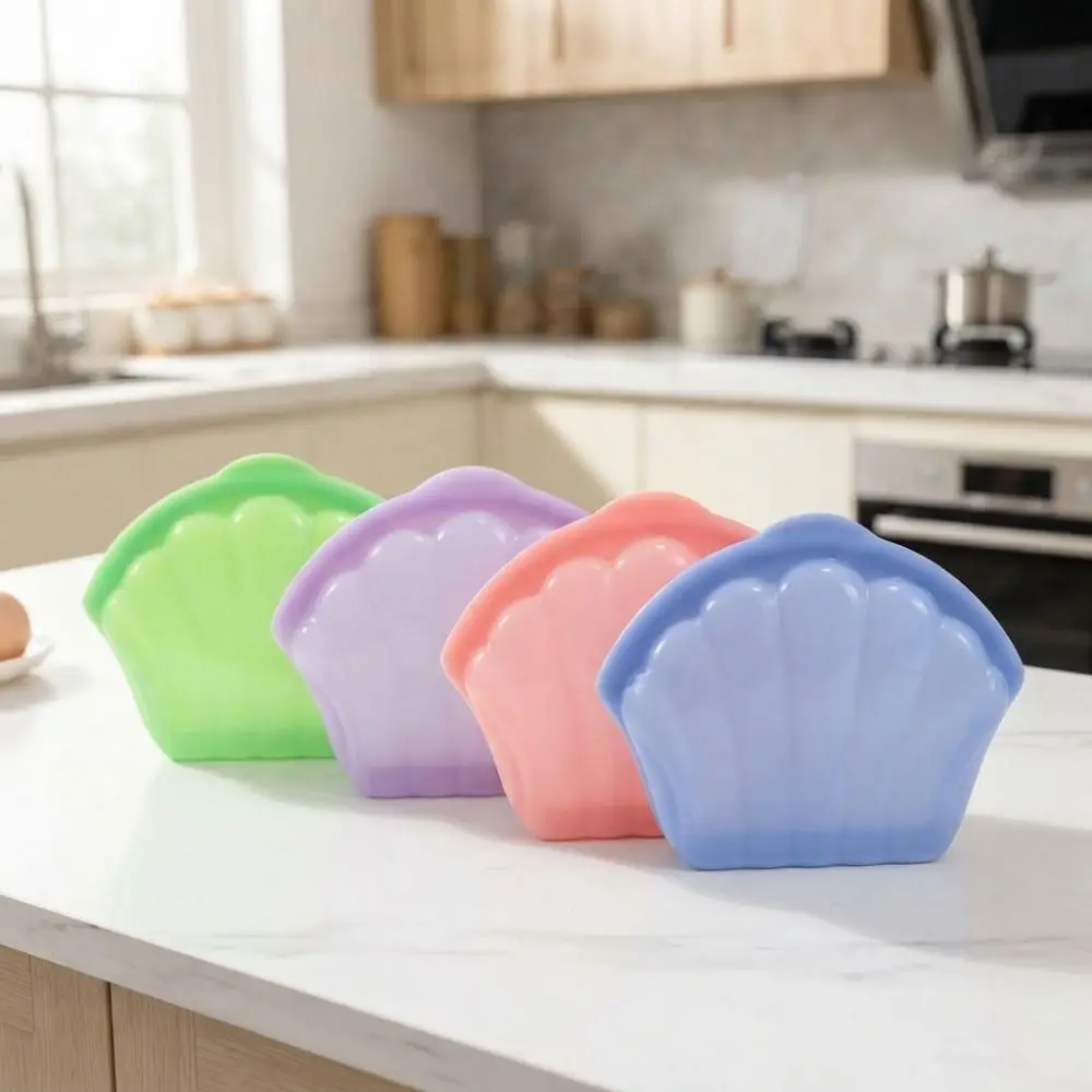 Shell Shape Silicone Food Storage Bag Food Grade Sealed Fresh Keeping Bag Leak-Proof High-Temperature Food Packaging Bag