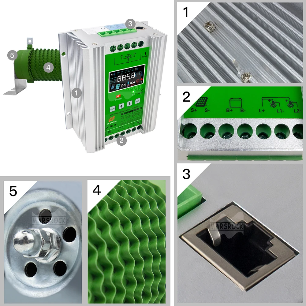 Imagem -03 - Controlador de Carga Híbrido com Equalizador 4000w 12v 24v 48v Auto Mppt para Solar e Vento Bateria de Lítio