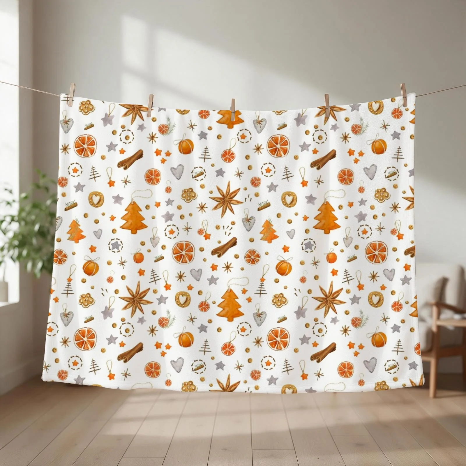 spicy orange Throw Blanket Decorative Throw Winter beds Sofa Flannel Fabric Blankets