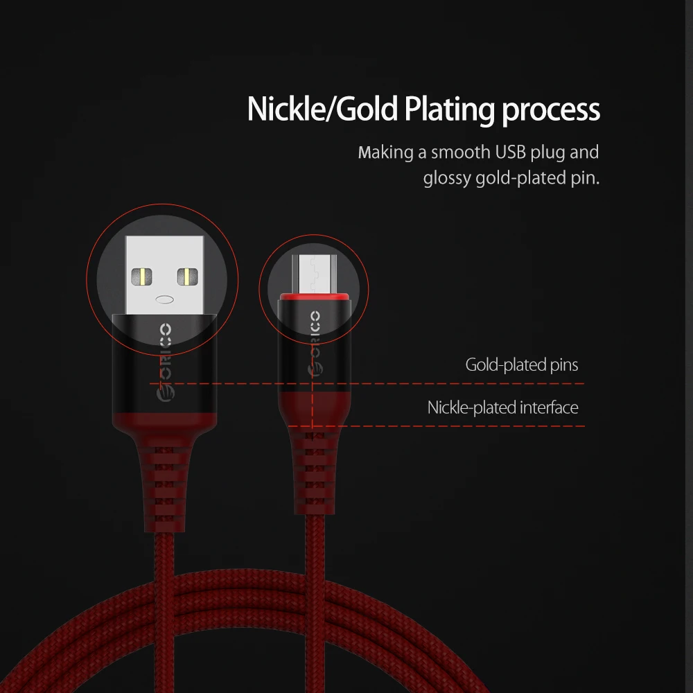 ORICO 마이크로 USB 케이블, 안드로이드 충전기, 고속 충전 코드, USB 데이터 케이블, 삼성에 적합한 갤럭시 S6,J7 엣지 노트 5, 킨들용