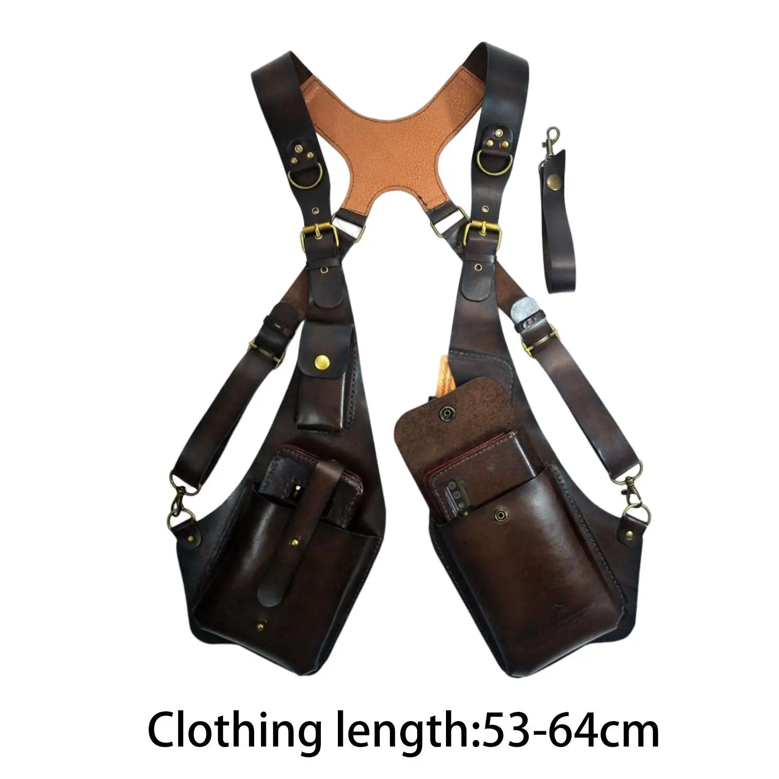 Vintage Leather Strap Phone Bag For Men Shoulder Harness Buckle Bag Durable Stylish Harness Underarm Skin-friendly Shoulder