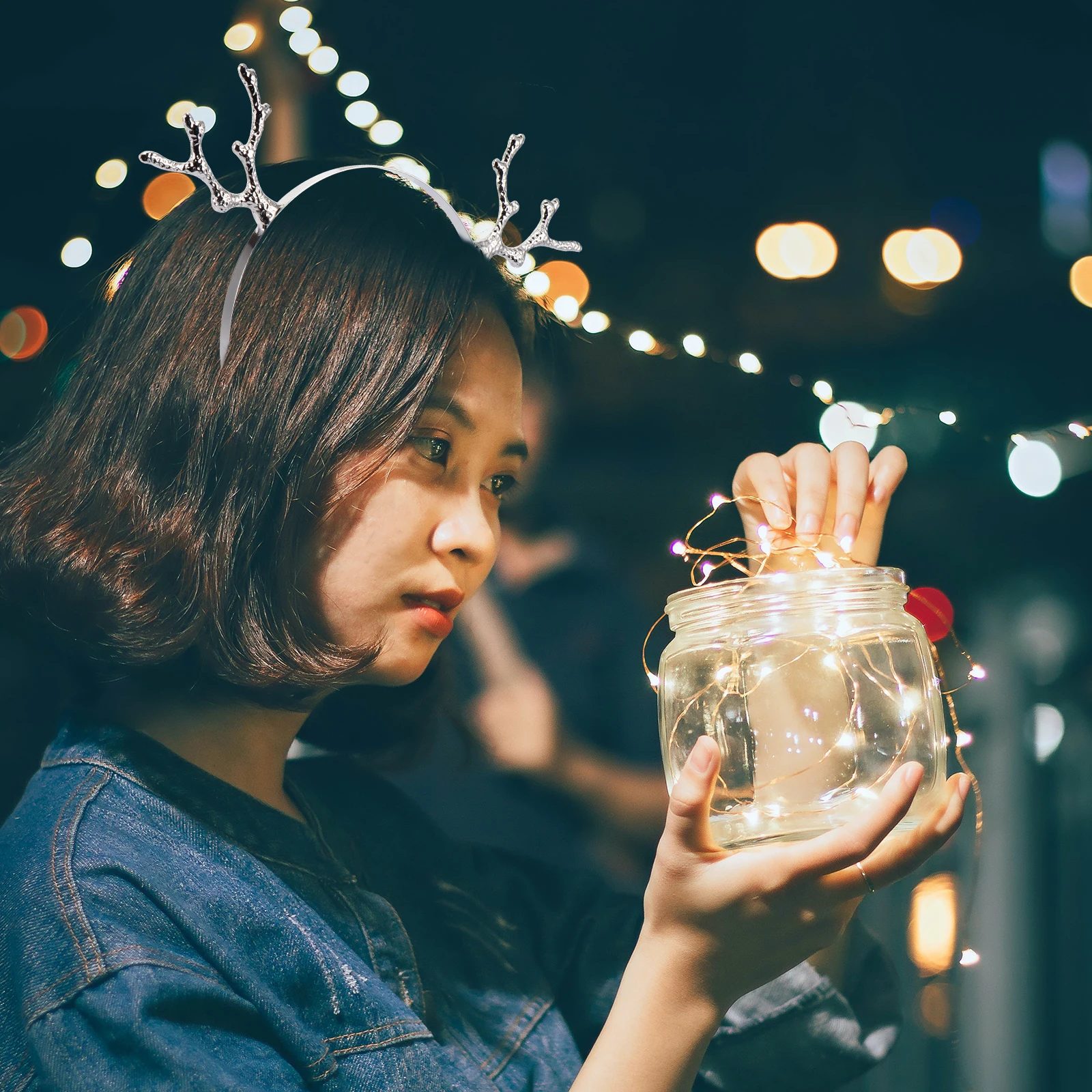 

4Pcs Xmas Antler Hair Hoop Christmas Headwear Holiday Decor Festive Party Atmosphere Winter Theme Gift for Friends