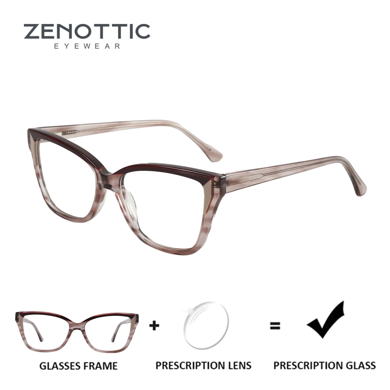 

ZENOTTIC XL Size Handmade Acetate Butterfly Prescription Glasses Women Custom Optical Eyeglass for Anti Blue Light Photochromic