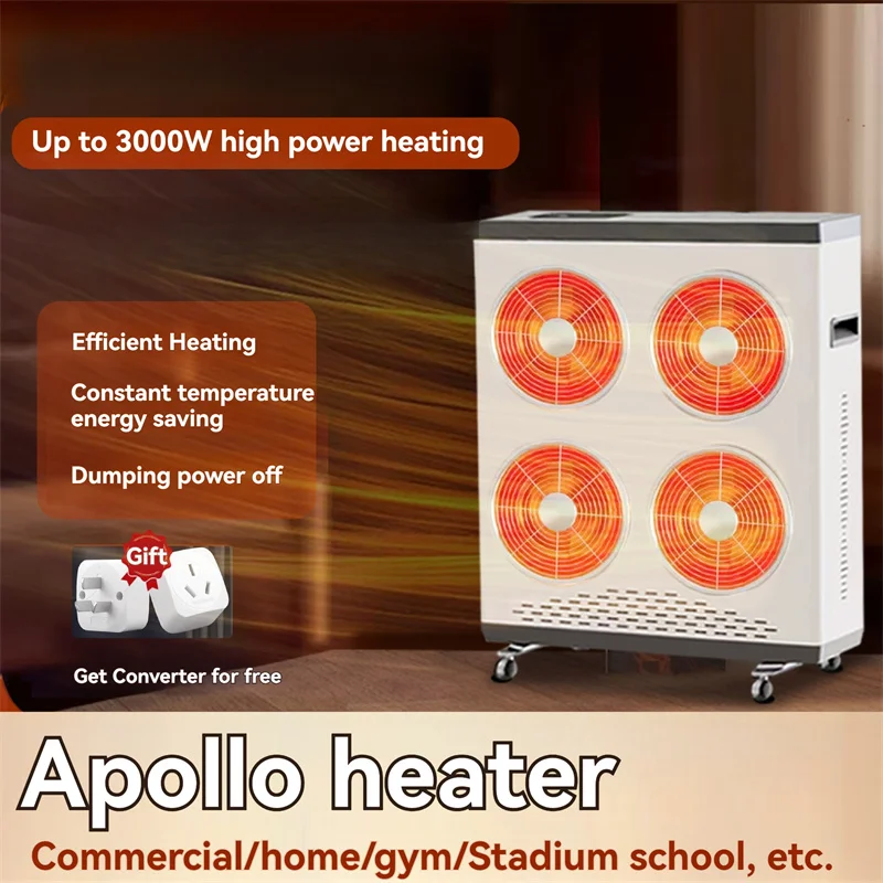 Infrared Carbon Crystal Heater 3000W Commercial Vertical Fast Heating Energy-saving Household Sun God Heater with Remote