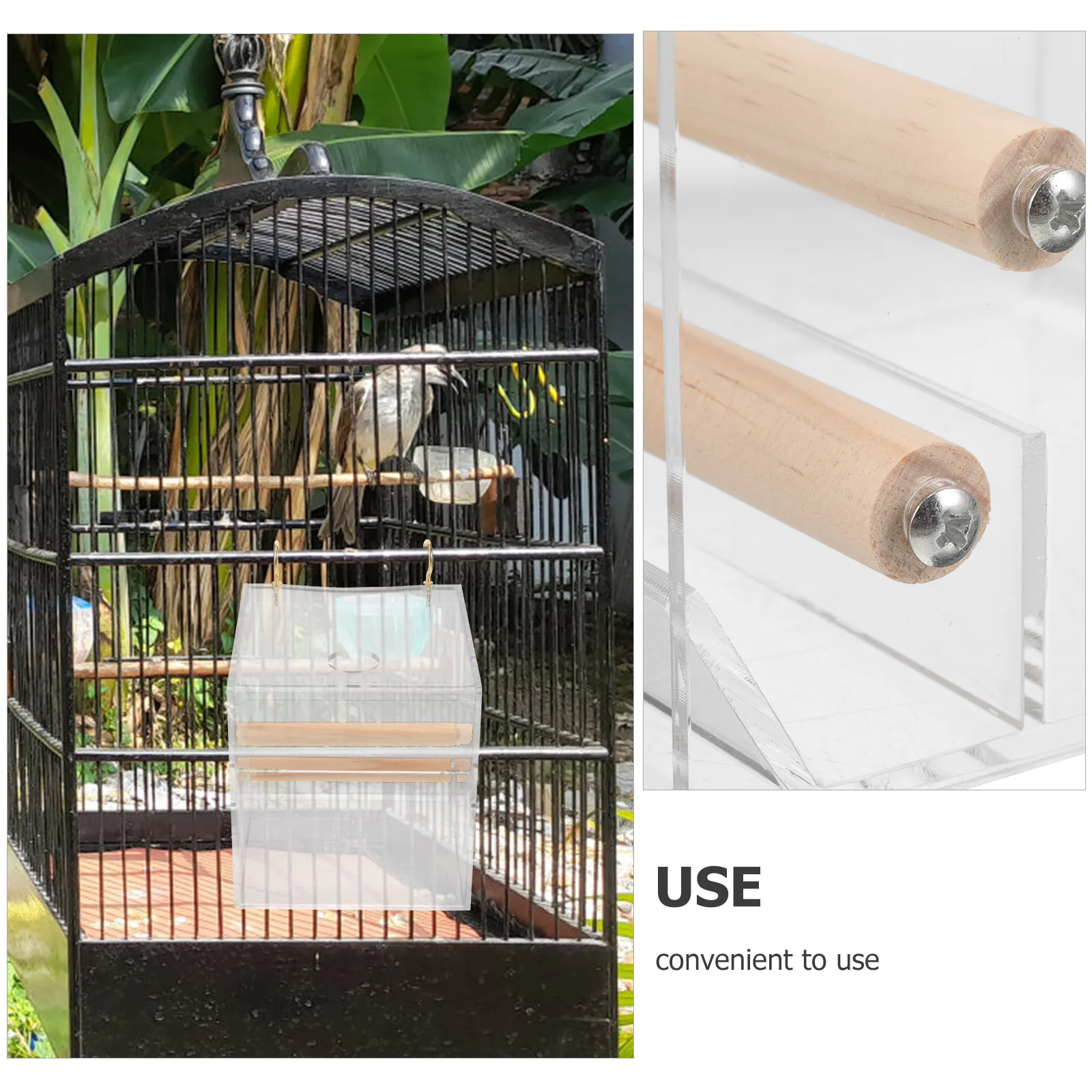 

Automatic Parrot Feeder Acrylic Durable Bird Cage Food Dispenser Easy Proof Bird Feeder Bowl Cage Supply For Budgie