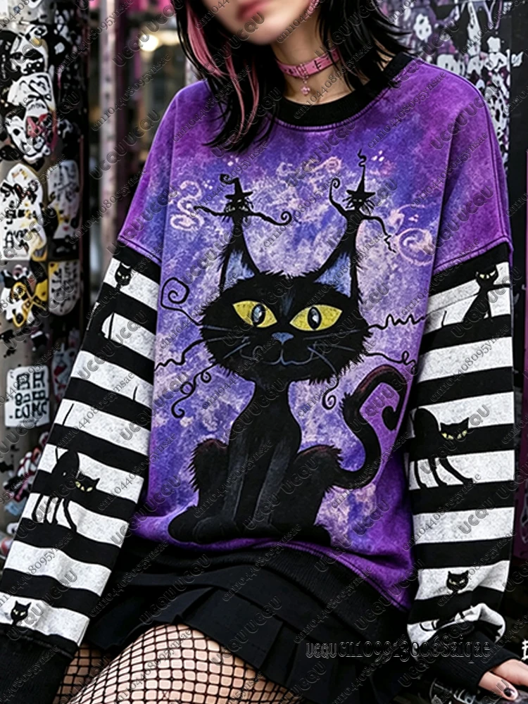 2026 Autumn Winter Gothic Hip Hop Kawaii Halloween Hoodies For Women Y2K Skull Street Sweatshirts Girls Halloween Cosplay Tops view 2