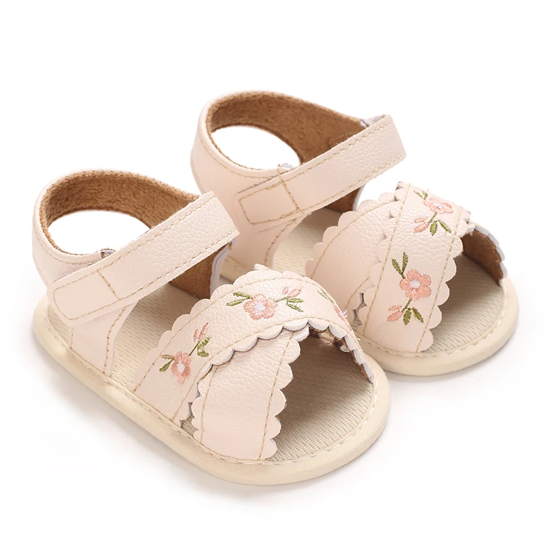 4 Colrs 0-1Year Baby Girl Sandals Summer Embroidered Leisure Comfortable Lightweight Floral Soft Sole Sandals