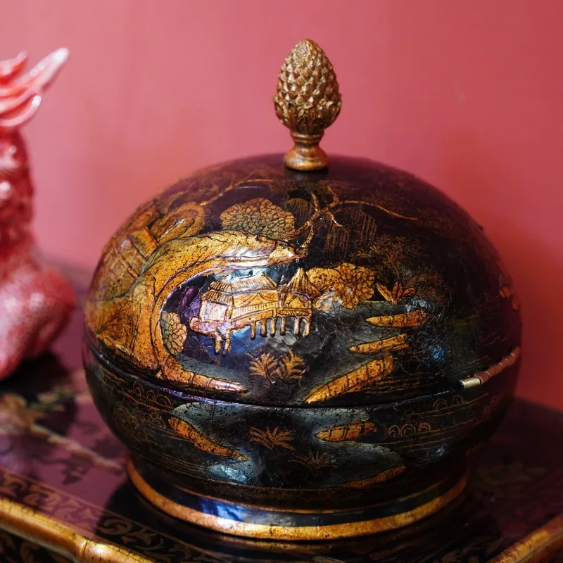 

YS115 French Chinese style hand-painted landscape pattern decorative box