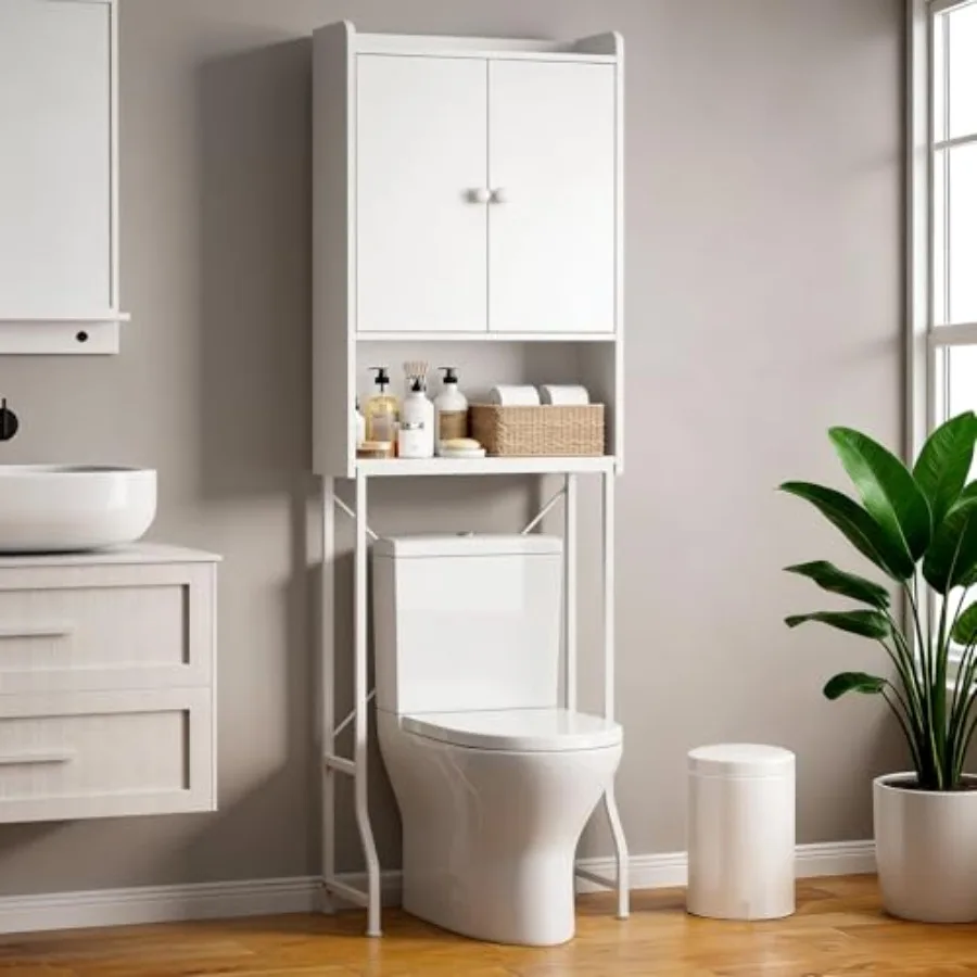 

Шкаф для хранения над унитазом - 3-уровневый органайзер для ванной комнаты с регулируемой нижней полкой и защитой от опрокидывания