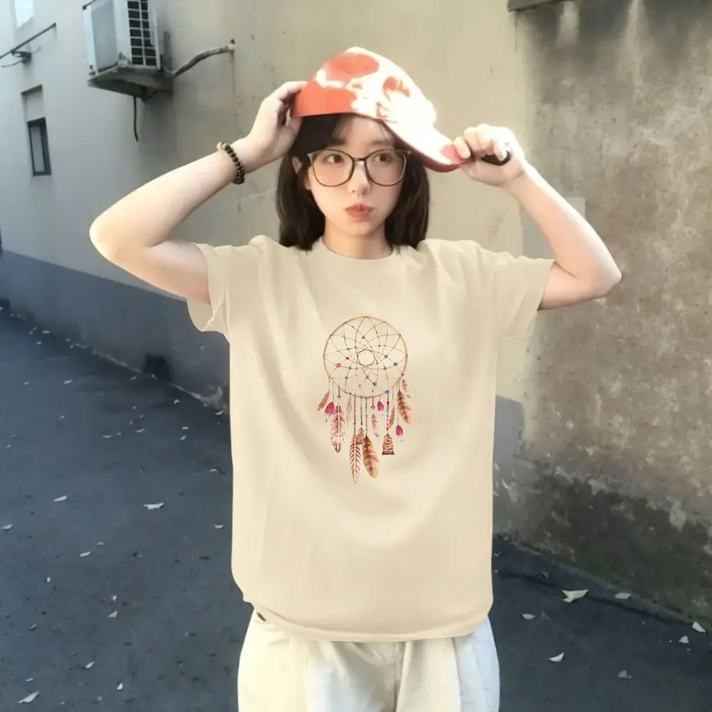 Boho Dream Catcher Graphic Women's Summer Top Summer Short Sleeve Feather Print Vintage T-shirt Female Fashion Harajuku Y2k Tops