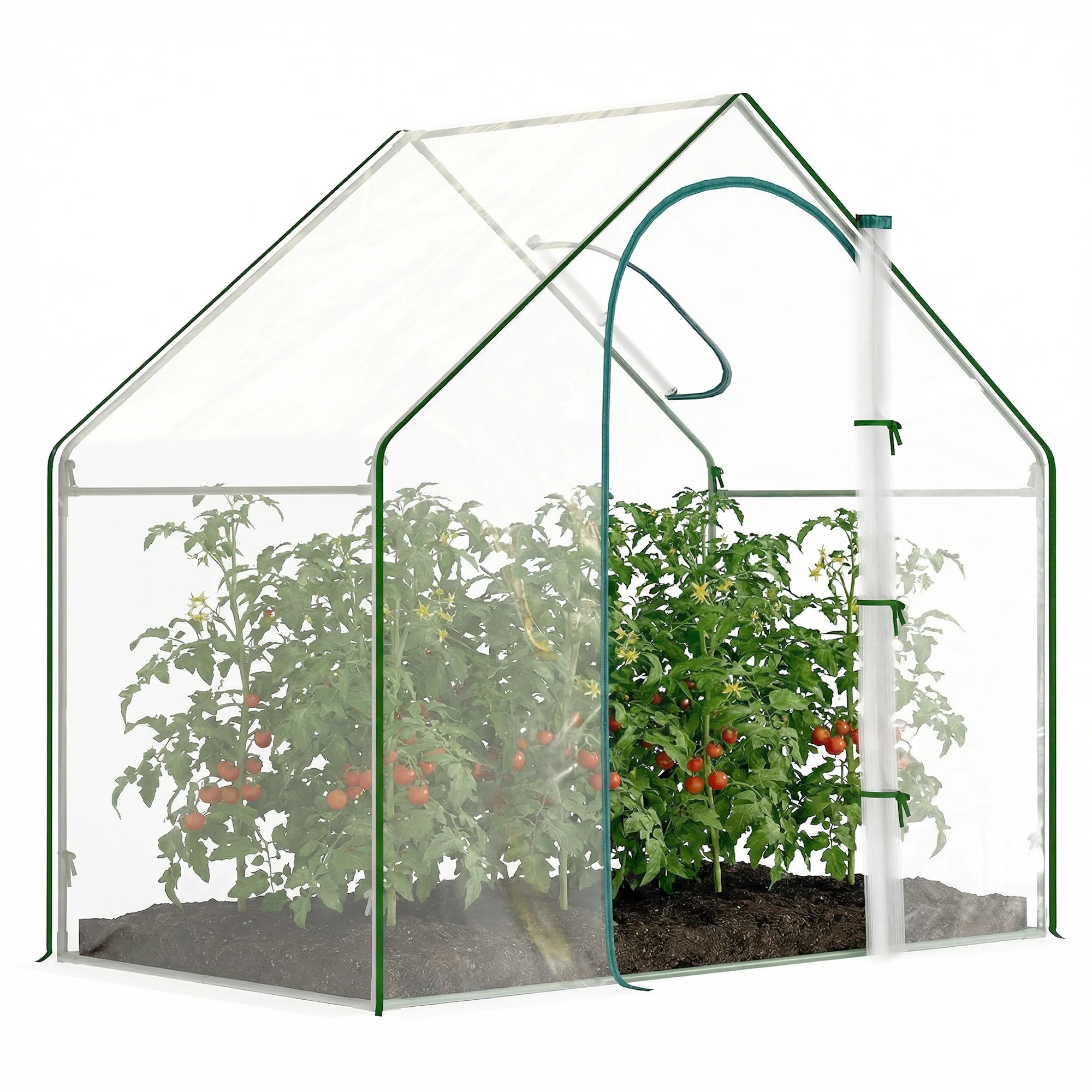 Outsunny kas met raamdeur, stalen frame en waterdichte anti-uv kunststof afdekking 180X100X168 cm transparant