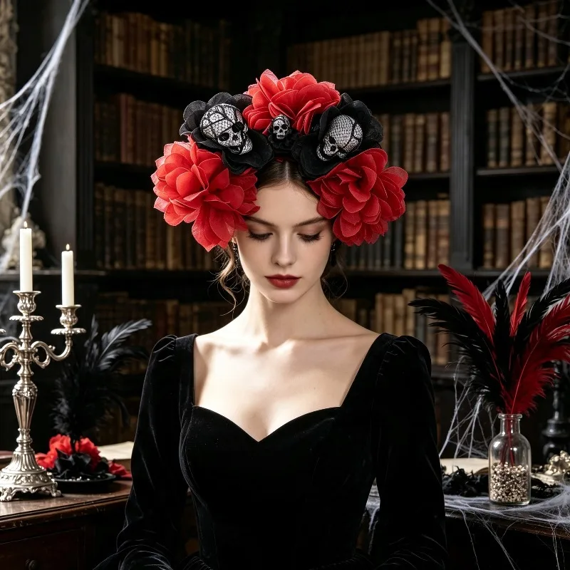Mexican Ethnic Headbands with Floral Elements Classic Role-playing Headwear Suitable for Masquerade Ball Occasions