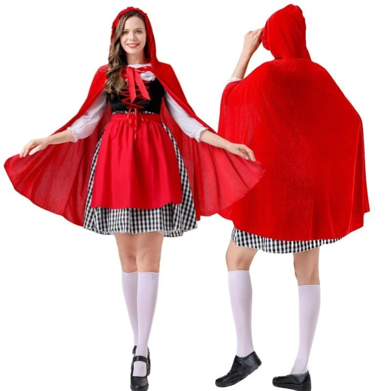 

loween Little Red Riding Hood Cloak Cosplay Fairy T Play Performance Big Bad Wolf andpa Wolf Festival Performa...
