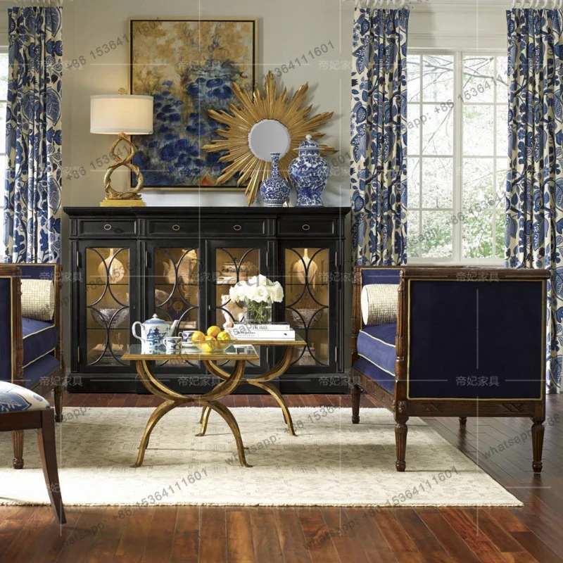 

yj7 American rural solid wood dining side cabinet modern simple locker storage cabinet