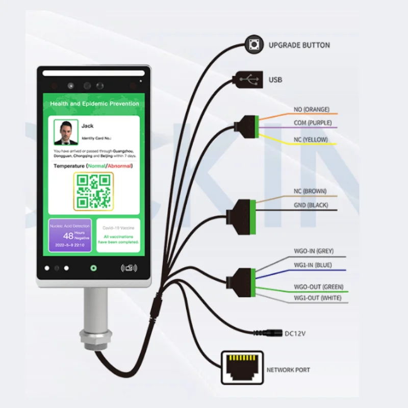 AI Face 10 Inch IPS Screen Facial Recognition Fingerprint Time Attendance With Temperature Sensor Smart Access Control System