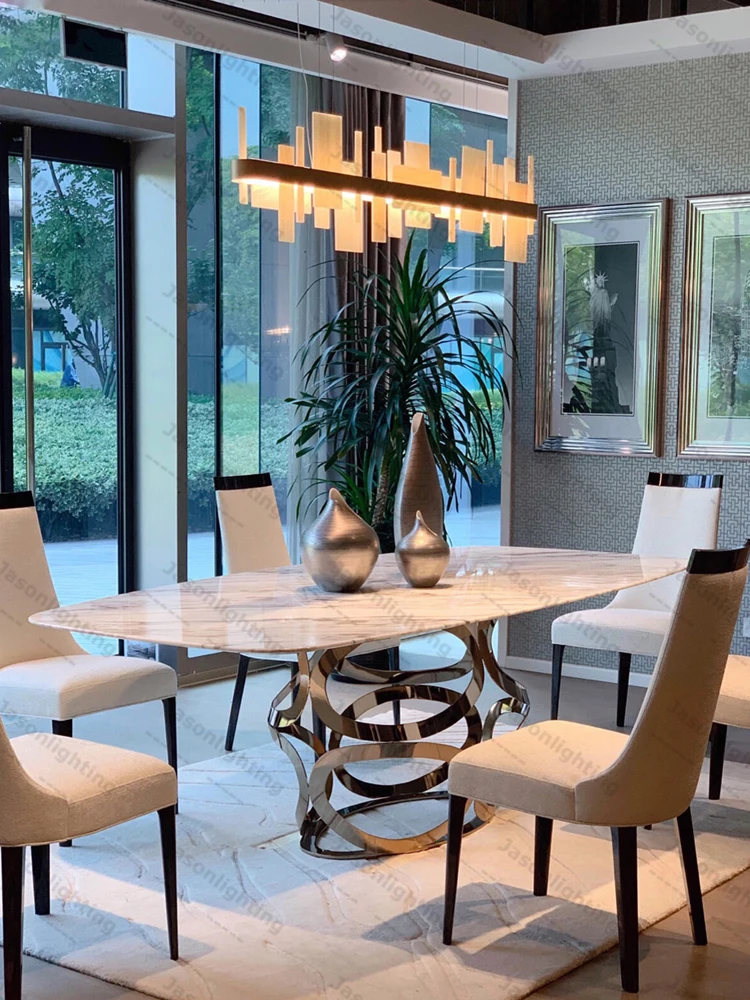 Art Deco Natural Marble Collection Dimmable LED 2026 Chandelier Pendant Light Suspension Luminaire Lampen For Dinning Room