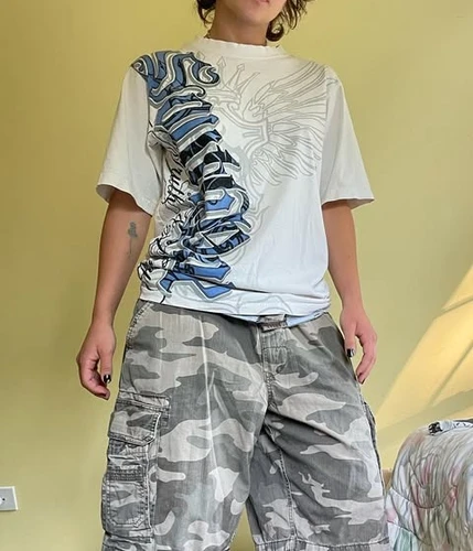 Imagen 2 del producto Camiseta de Hip Hop de los años 90 para mujer, ropa de calle con gráfico Vintage de estilo americano, Tops holgados de algodón puro, camisetas de ocio para parejas de manga corta