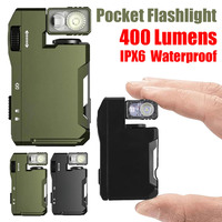 Rechargeable EDC Flashlight 400 Lumens Portable Flat Pocket Flashlight Small Flashlight for Outdoor Camping Hiking