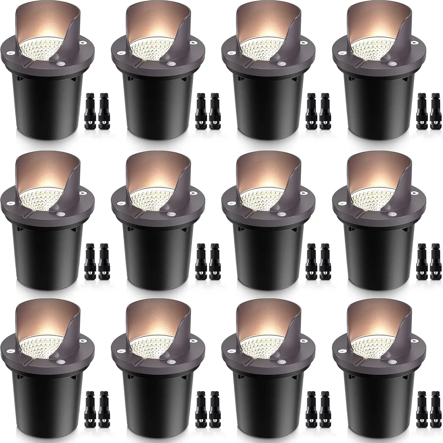 

12 Pack Low Voltage LED Outdoor In-Ground Waterproof Well Lights, Warm White for Pathway Garden Yard