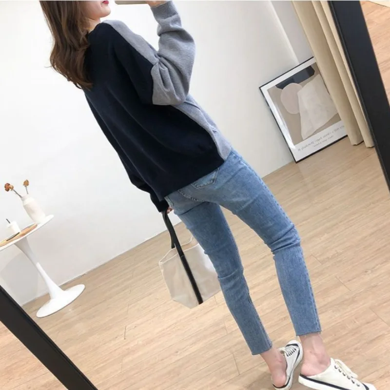 Dames Vesten Grijze Losse Onregelmatige Dames Gebreide Truien Splitsen Hete Y 2K Lichte Nieuwigheden In Harajuku Lange Mouw Esthetiek