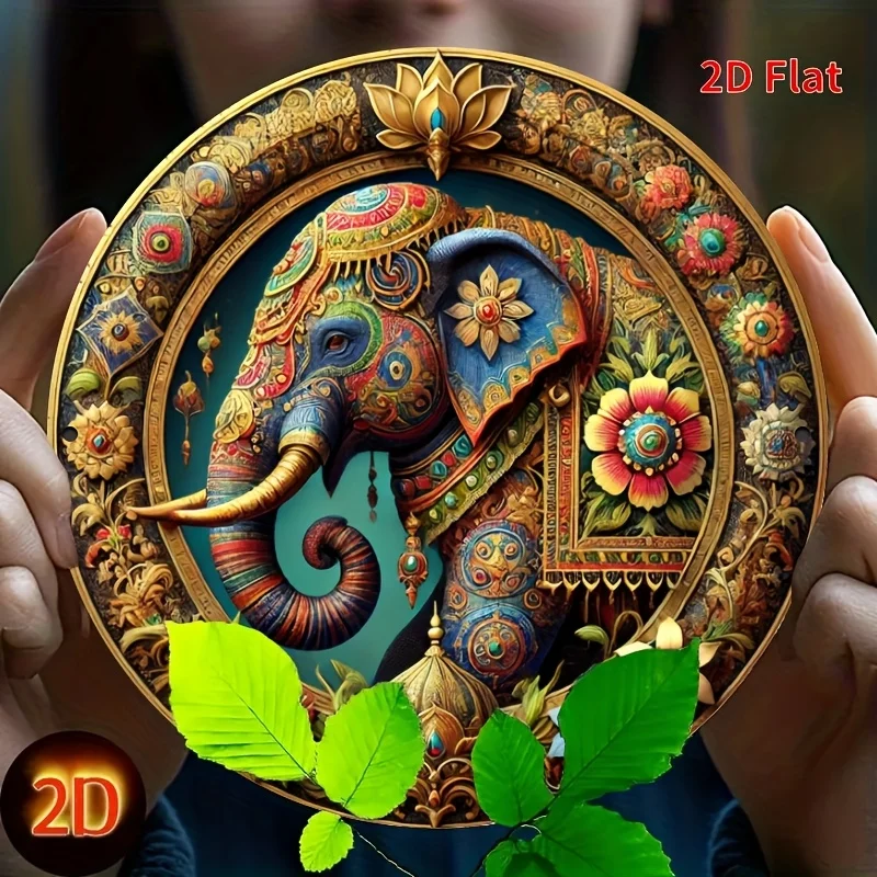 CIFBUY Elegant 2D Round Aluminum Wall Art Waterproof Durable Metal Sign for Entryway Room Front Door Home Decor Background