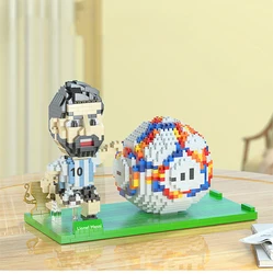 Football Mini Building Blick Blocks Soccer Player Match Assembling Bricks Minifigure Toy Shoe Pen Holder Kid Christmas Gifts