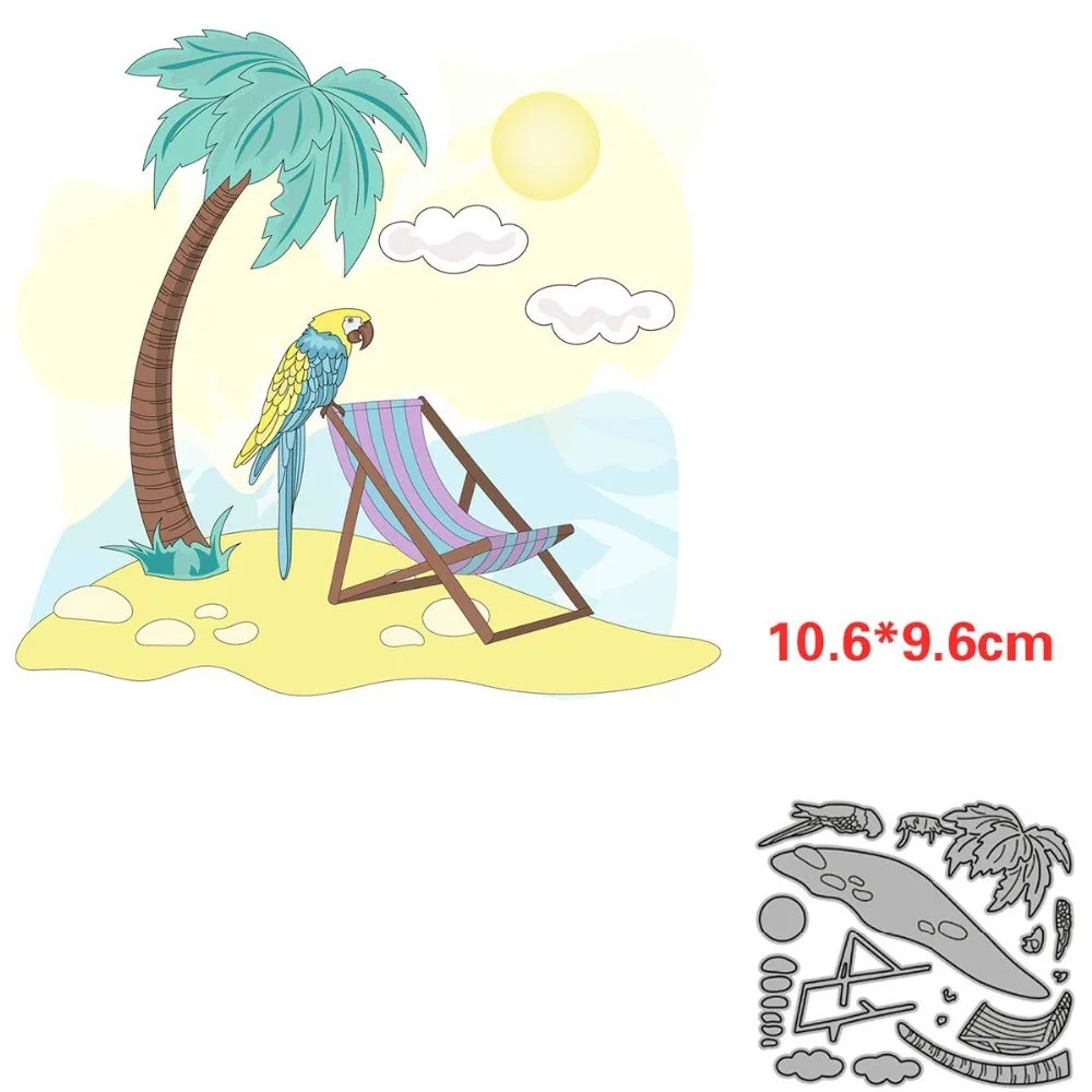 Vogel am Meer Urlaub Metall Stanzformen Schablone Scrapbooking Diy Album Stempel Papier Karte Prägung Dekor Handwerk Messer Form