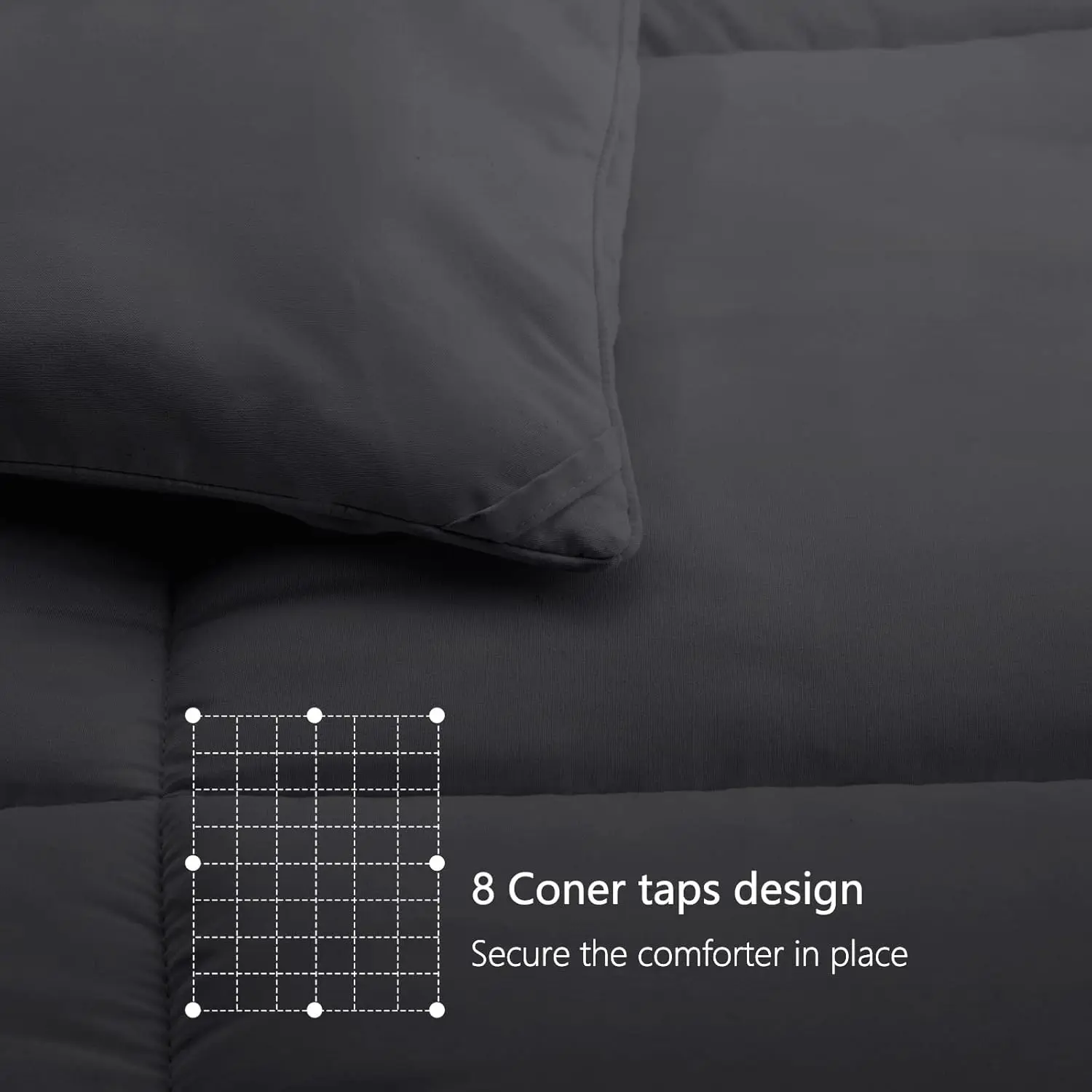 Edredão King para todas as estações com fibra espiral 4D, edredão acolchoada cinza respirável, estilo hotel (90x102 polegadas)