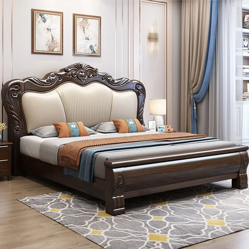 Nordic Luxury Designer Double Bed Frame Wood High End King Size Estetyczna rama łóżka Girl Lit Deux Place Meble do sypialni