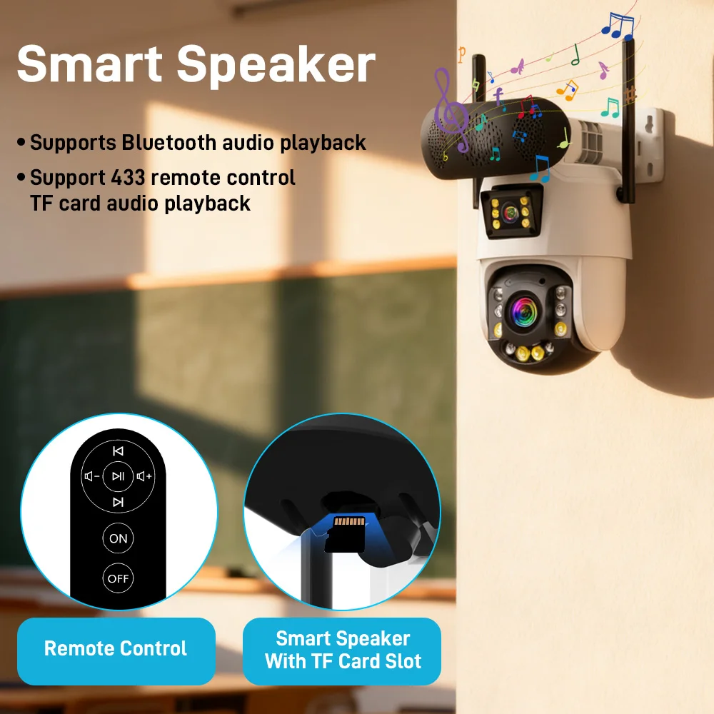 8MP Bluetooth Speaker Wifi PTZ Camera 50X Optical Zoom Outdoor Wireless Cctv Security Color Night Vision IP Camera ICsee Xmeye
