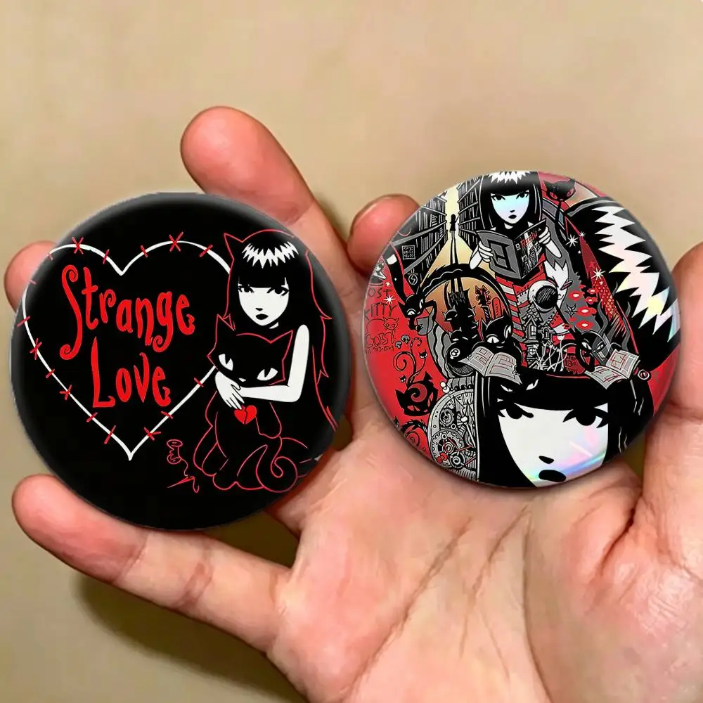 Gothic E-Emily the Strange   Badges Creative Tinplate Button PinsBrooch Badge Clothes Backpack