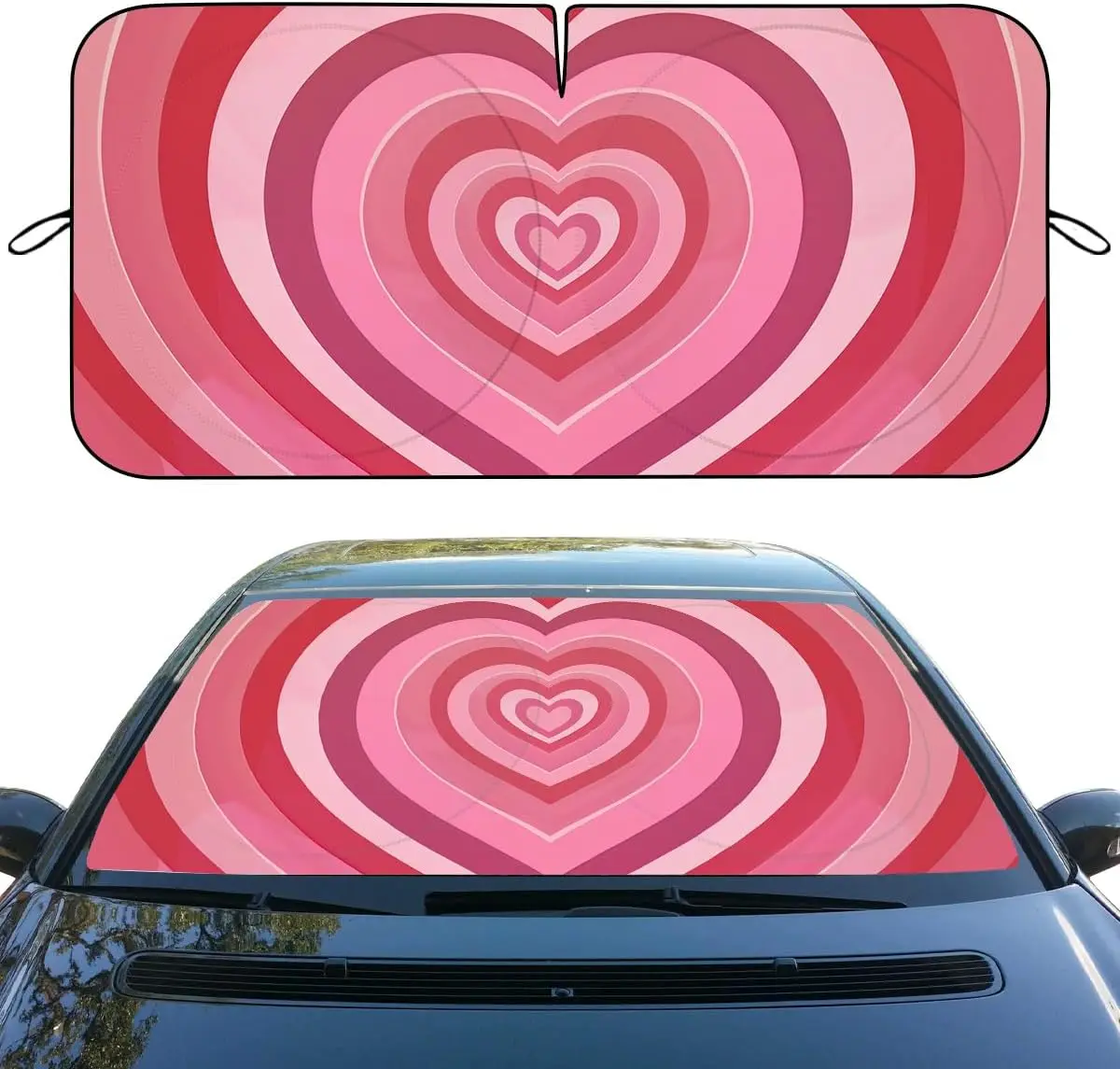 

Heart Car Windshield Sunshades Pink, 59*31.5 Inches, UV Rays Sun Visor Protector for Car, SUV, Truck