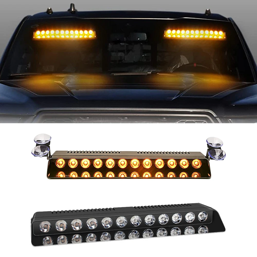 

2pcs Amber/White 12LED Traffic Advisor Dash Strobe Light Bars 12V 12W LED High Brightness Spotlight For 4" Car Truck Jeep SUV