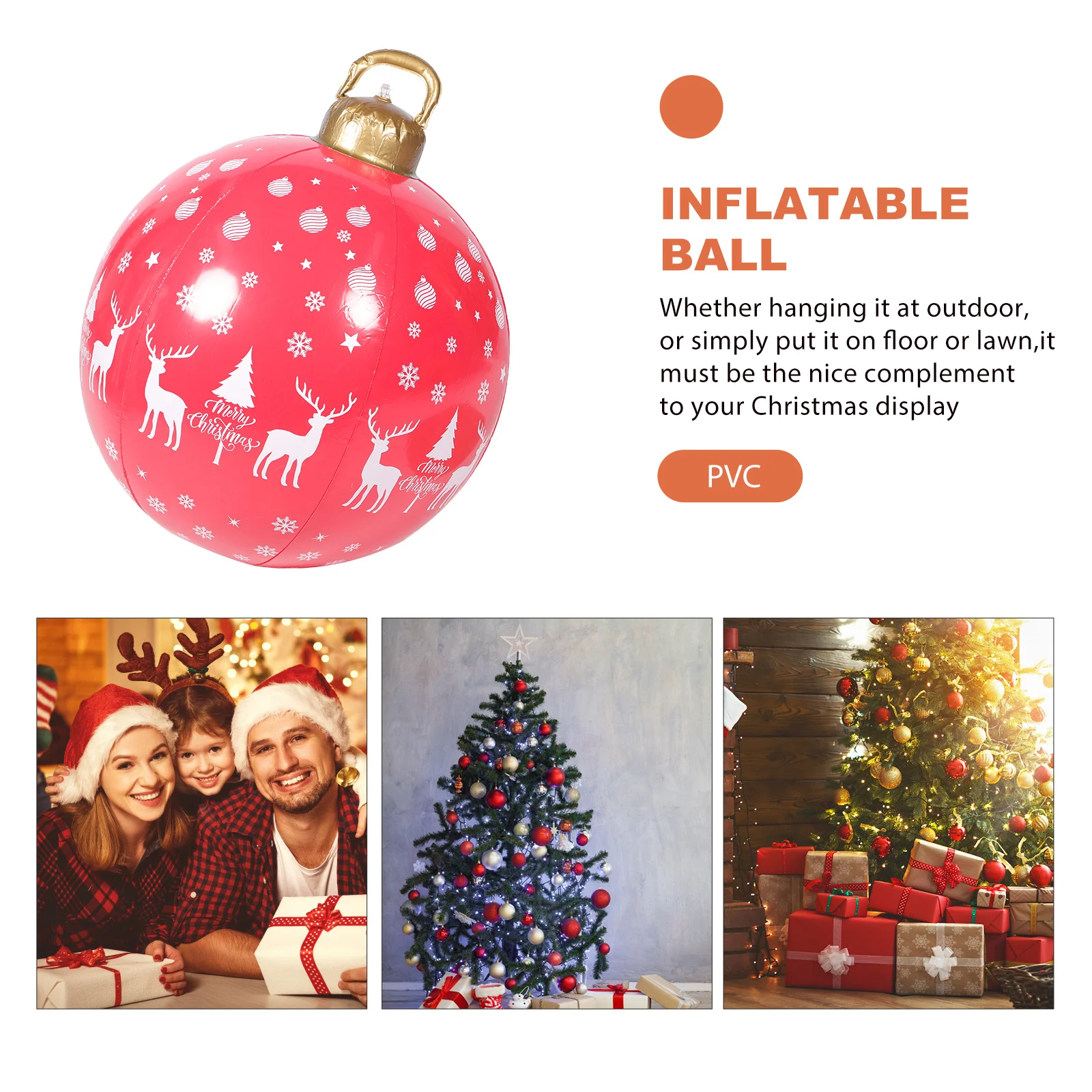 

Jumbo Inflatable Christmas Ball Decoration Perfect for Outdoor Indoor Holiday Display Lawn Garden Yard Patio Balcony Decor