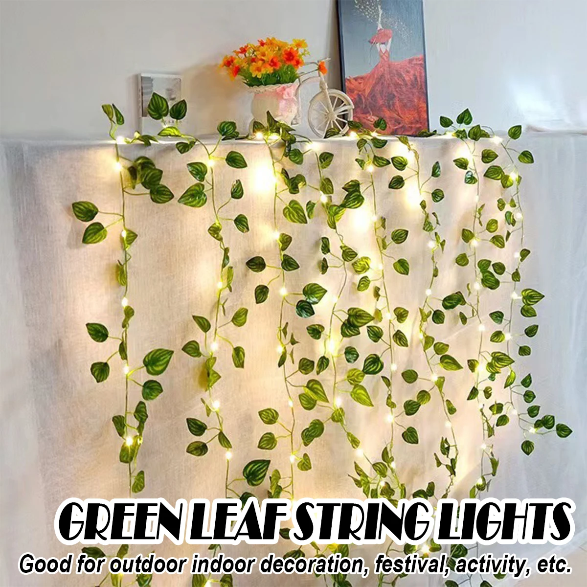 2/5/10m Maple Leaf String Lights Decorative Fairy Decoration Garland Hotel 3000k Home Walls Vine Battery Powered Christmas Light