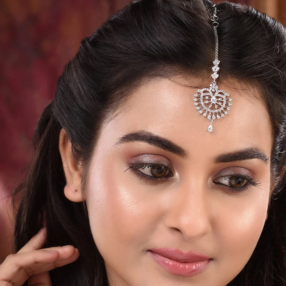 الزفاف قطرة الماء الجبين سلسلة تيارا الهندي إكسسوارات الشعر 2024 الفاخرة شرابة حجر الراين خوذة سلسلة للنساء هدية