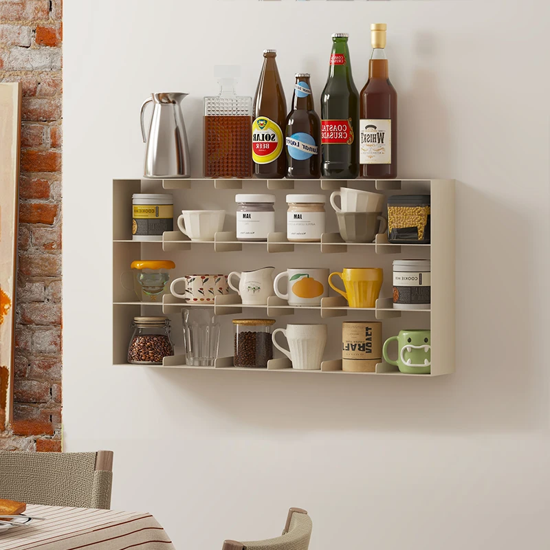 

Wall-Mounted Mug Holder Multi-Tier Cup Shelf Organizer Rustproof Decorative Display Rack for Coffee Bar/ Kitchen Cabinet