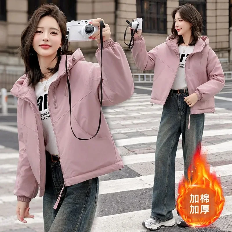 

Fashion Jacket Women Parkas 2025New Winter Hooded Eiderdown Cotton-Padded Coat Joker Student Outerwear Short Female Overwear Top