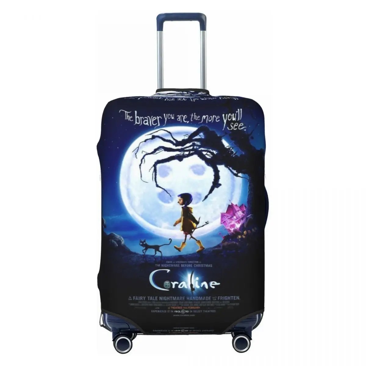 Custom Halloween Horror Film Coraline Bagage Cover Elastische Reiskoffer Beschermhoezen Pak Voor 18-32 Inch