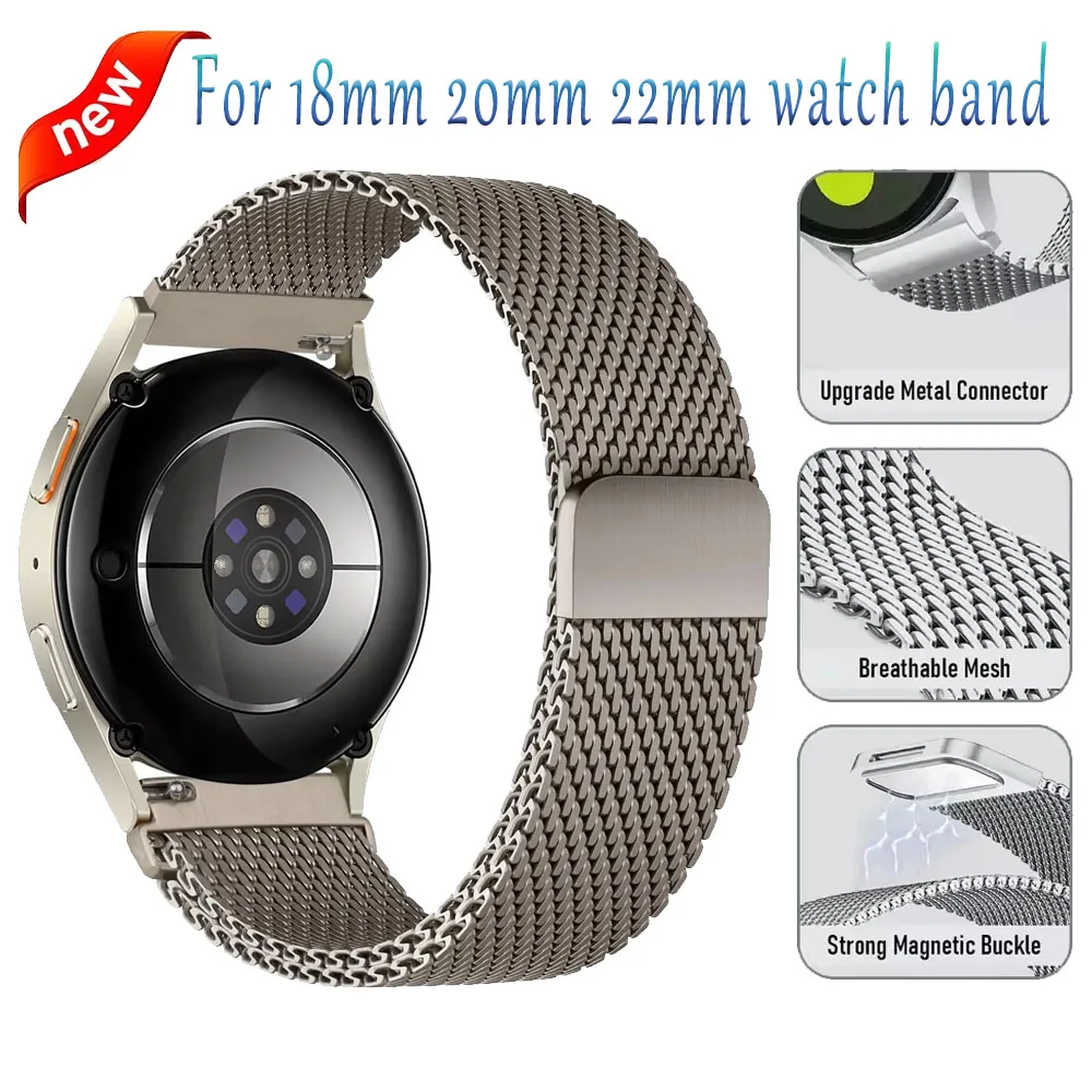 18/20/22 mm Stahlgeflecht-Milanese-Armband für Garmin Forerunner 970/170/70, Metallarmband für Venu 4/Approach S50/Vivoactive 6/Active 6-5
