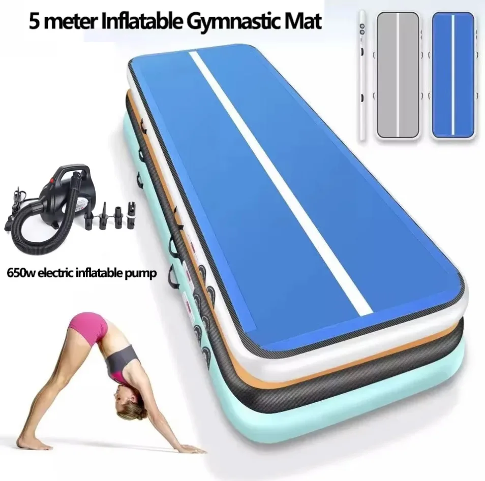 5m Gymnastics Inflatable Air Track Professional Gym Sports Yoga Mat with Pump Tumbling Mat Use Training/Cheerleading